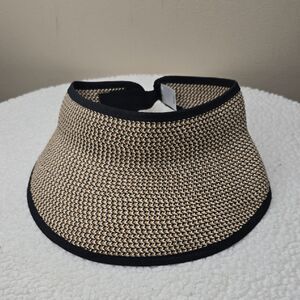 NWT Walter Hagen Women's One Size Brown Black Straw Curved Brim Golf Visor SRT13